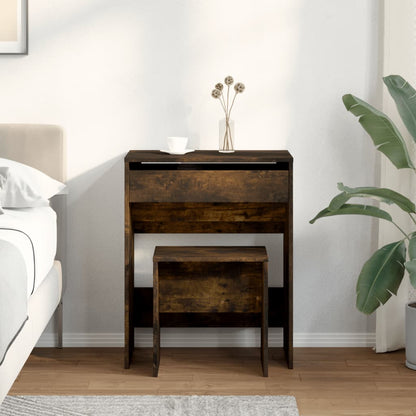 Dressing Table and Stool Smoked Oak 60x40x113.5 cm