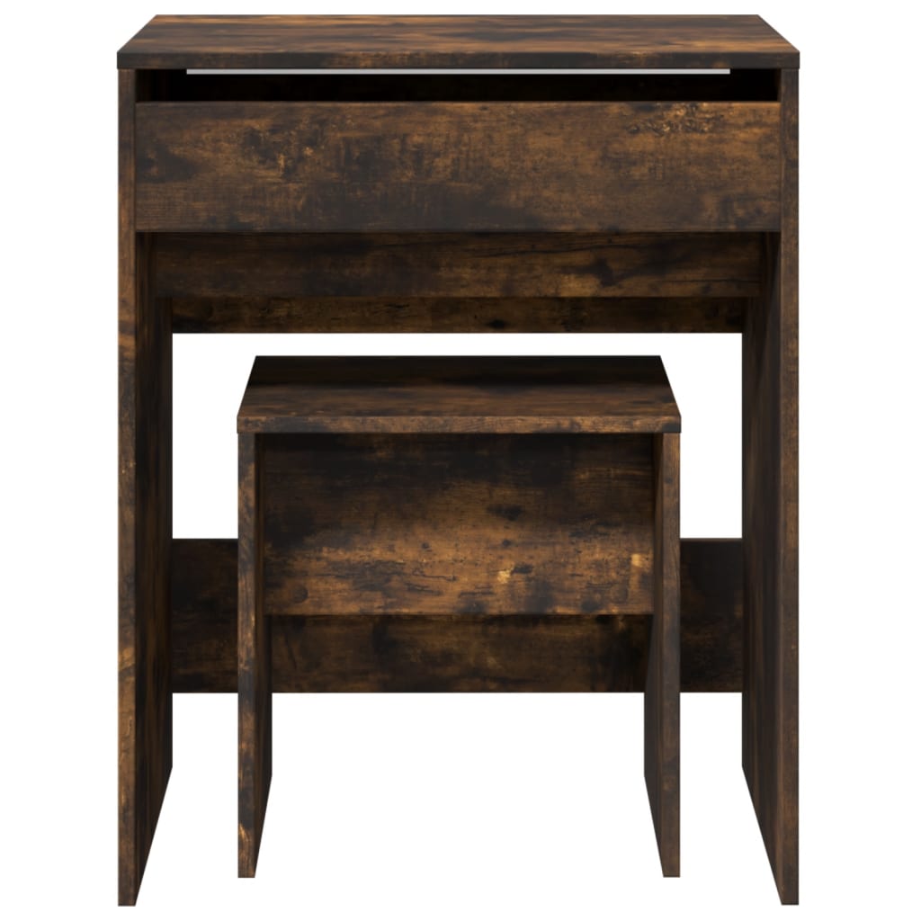 Dressing Table and Stool Smoked Oak 60x40x113.5 cm