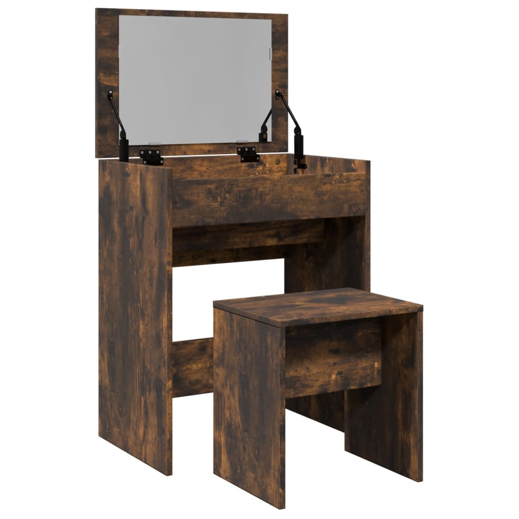 Dressing Table and Stool Smoked Oak 60x40x113.5 cm