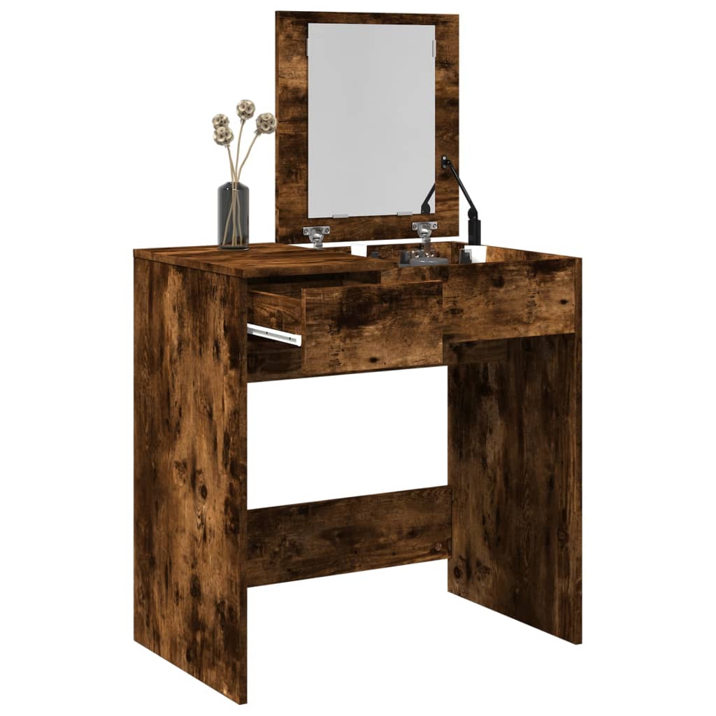 Dressing Table with Mirror Smoked Oak 73x46.5x120 cm