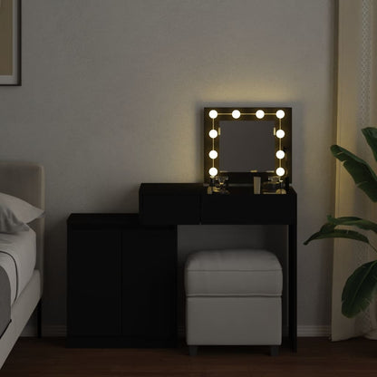 Dressing Table with LED Black 115x37x110.5 cm