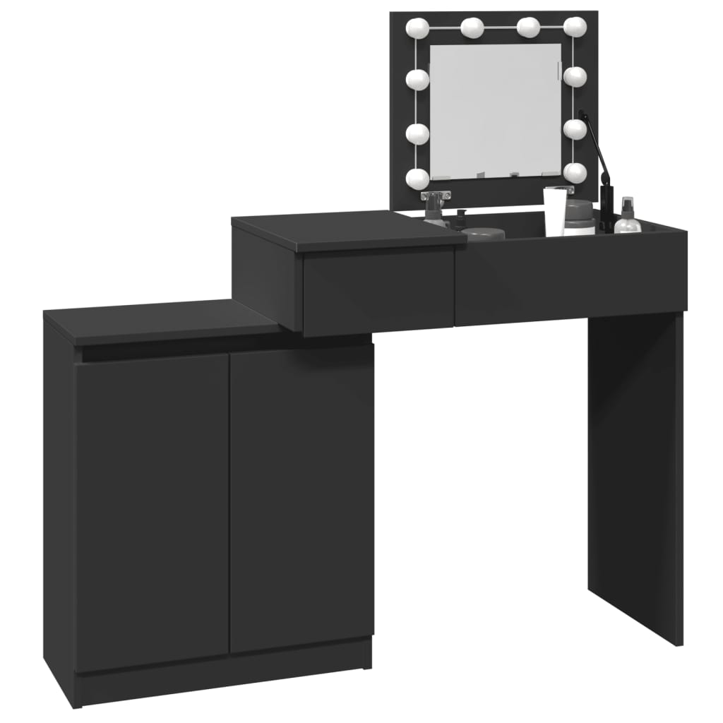 Dressing Table with LED Black 115x37x110.5 cm