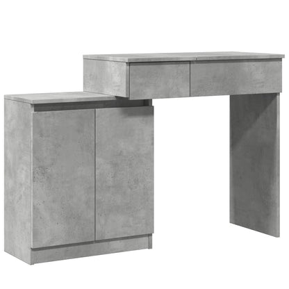 Dressing Table with LED Concrete Grey 115x37x110.5 cm