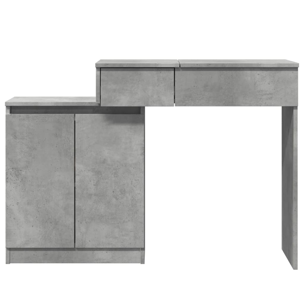 Dressing Table with LED Concrete Grey 115x37x110.5 cm