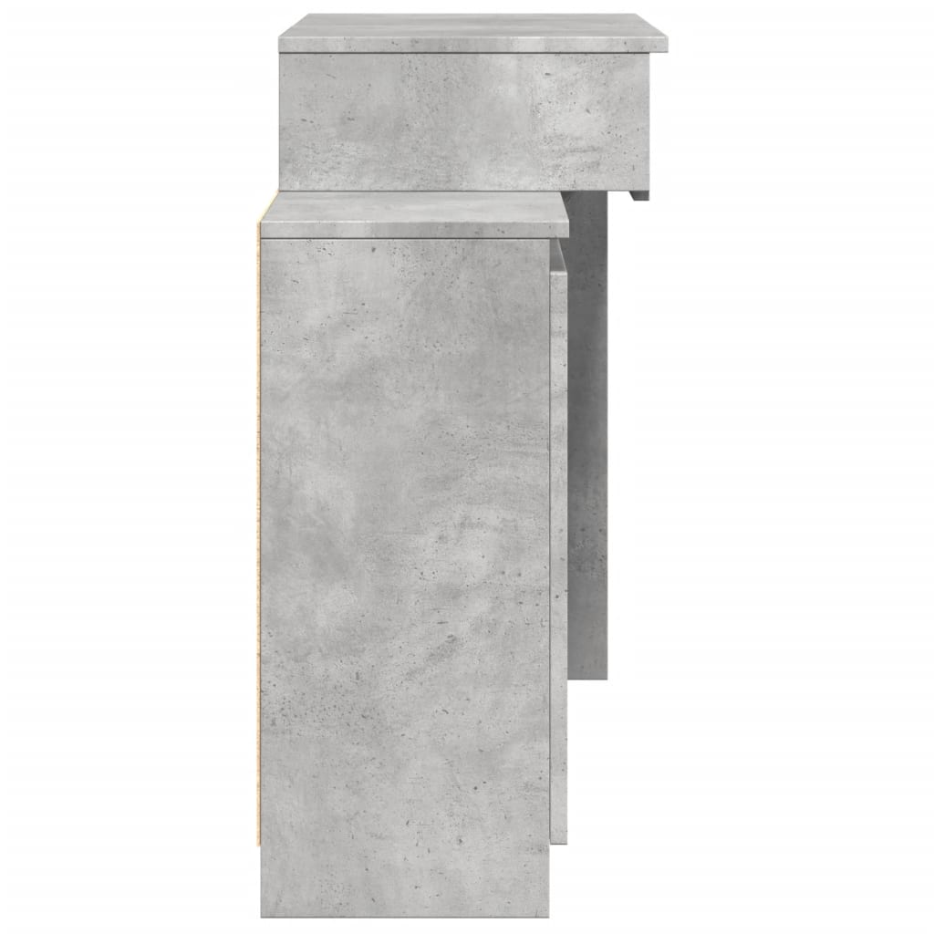 Dressing Table with LED Concrete Grey 115x37x110.5 cm