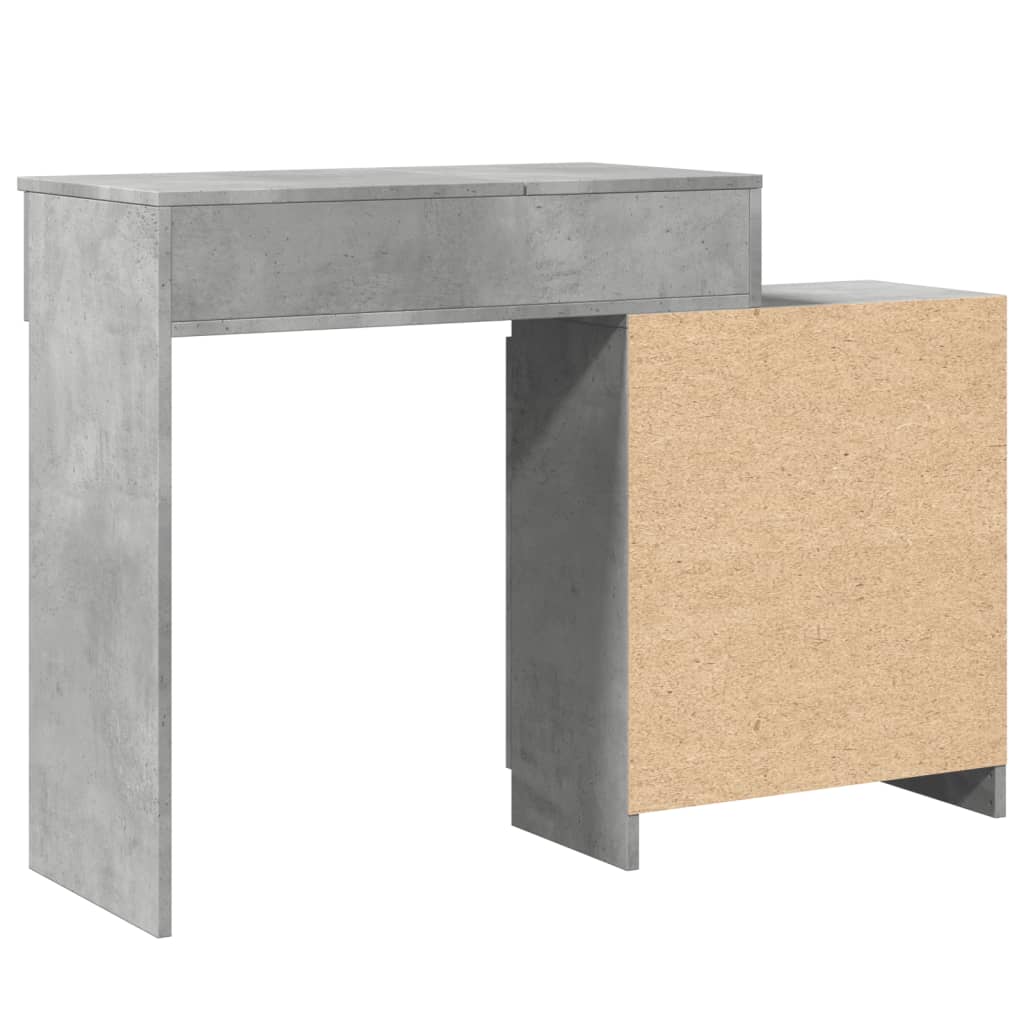 Dressing Table with LED Concrete Grey 115x37x110.5 cm