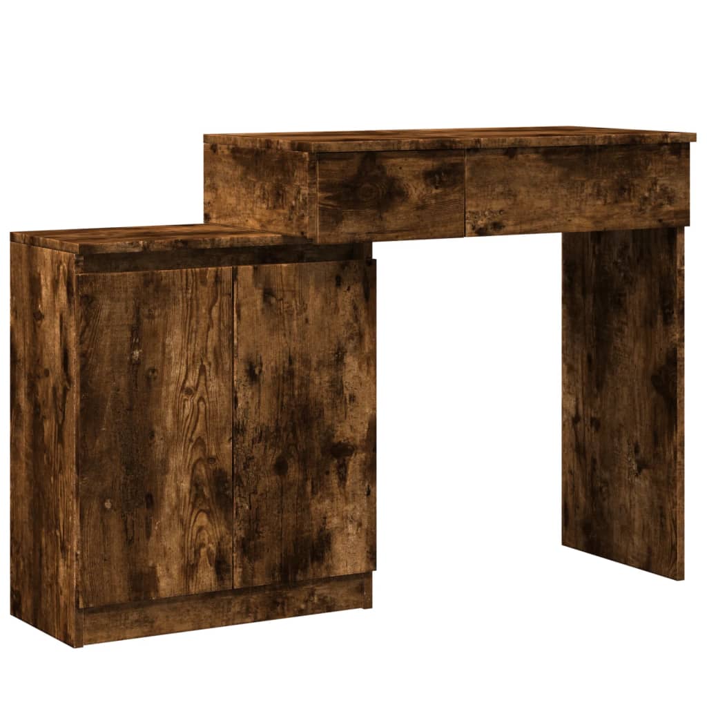 Dressing Table with LED Smoked Oak 115x37x110.5 cm