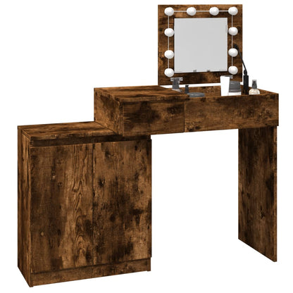 Dressing Table with LED Smoked Oak 115x37x110.5 cm