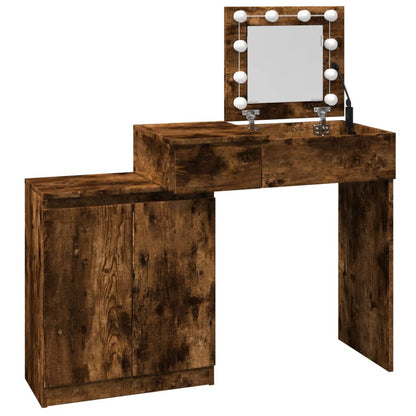 Dressing Table with LED Smoked Oak 115x37x110.5 cm