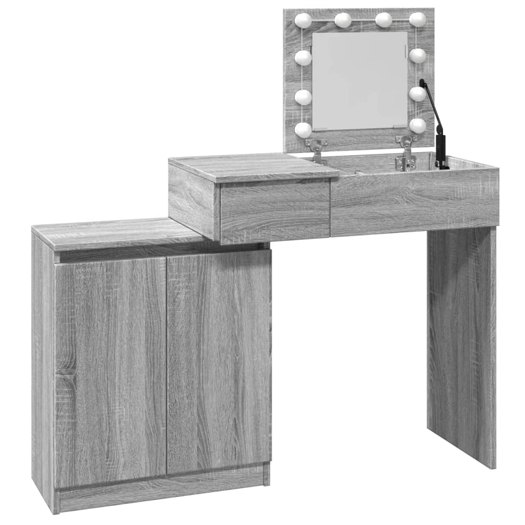 Dressing Table with LED Grey Sonoma 115x37x110.5 cm