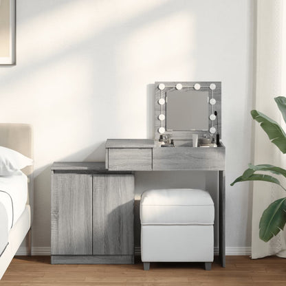 Dressing Table with LED Grey Sonoma 115x37x110.5 cm