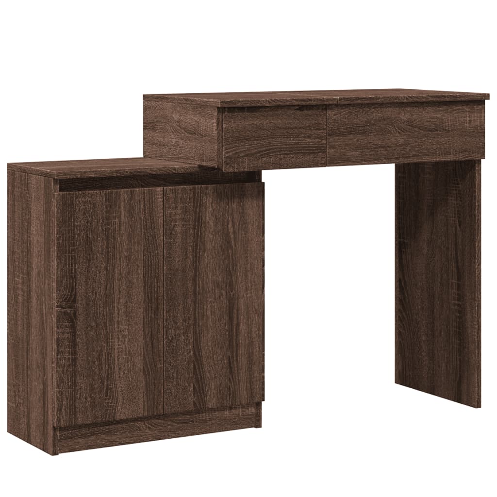 Dressing Table with LED Brown Oak 115x37x110.5 cm