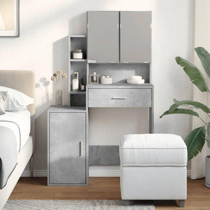 Dressing Table with Cabinet Concrete Grey 80x35x132 cm