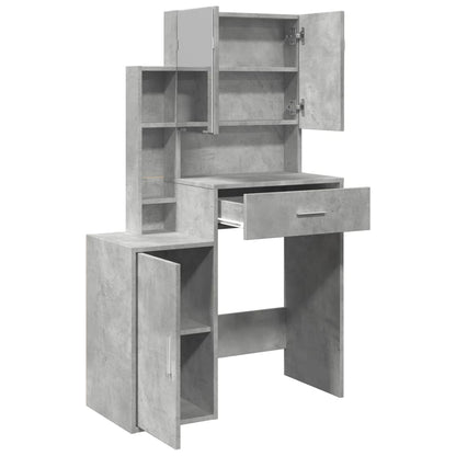 Dressing Table with Cabinet Concrete Grey 80x35x132 cm