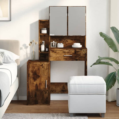 Dressing Table with Cabinet Smoked Oak 80x35x132 cm