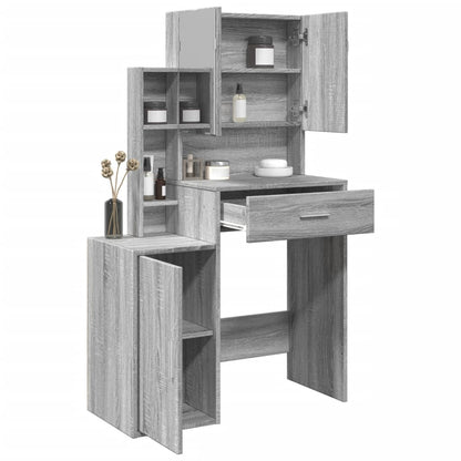 Dressing Table with Cabinet Grey Sonoma 80x35x132 cm