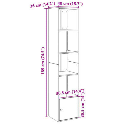 Bookcase White 40x36x189 cm Engineered Wood