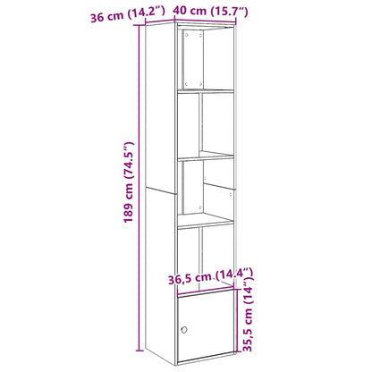 Bookcase Black 40x36x189 cm Engineered Wood