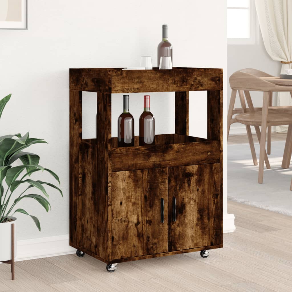 Bar Cart Smoked Oak 60x39.5x89 cm Engineered Wood