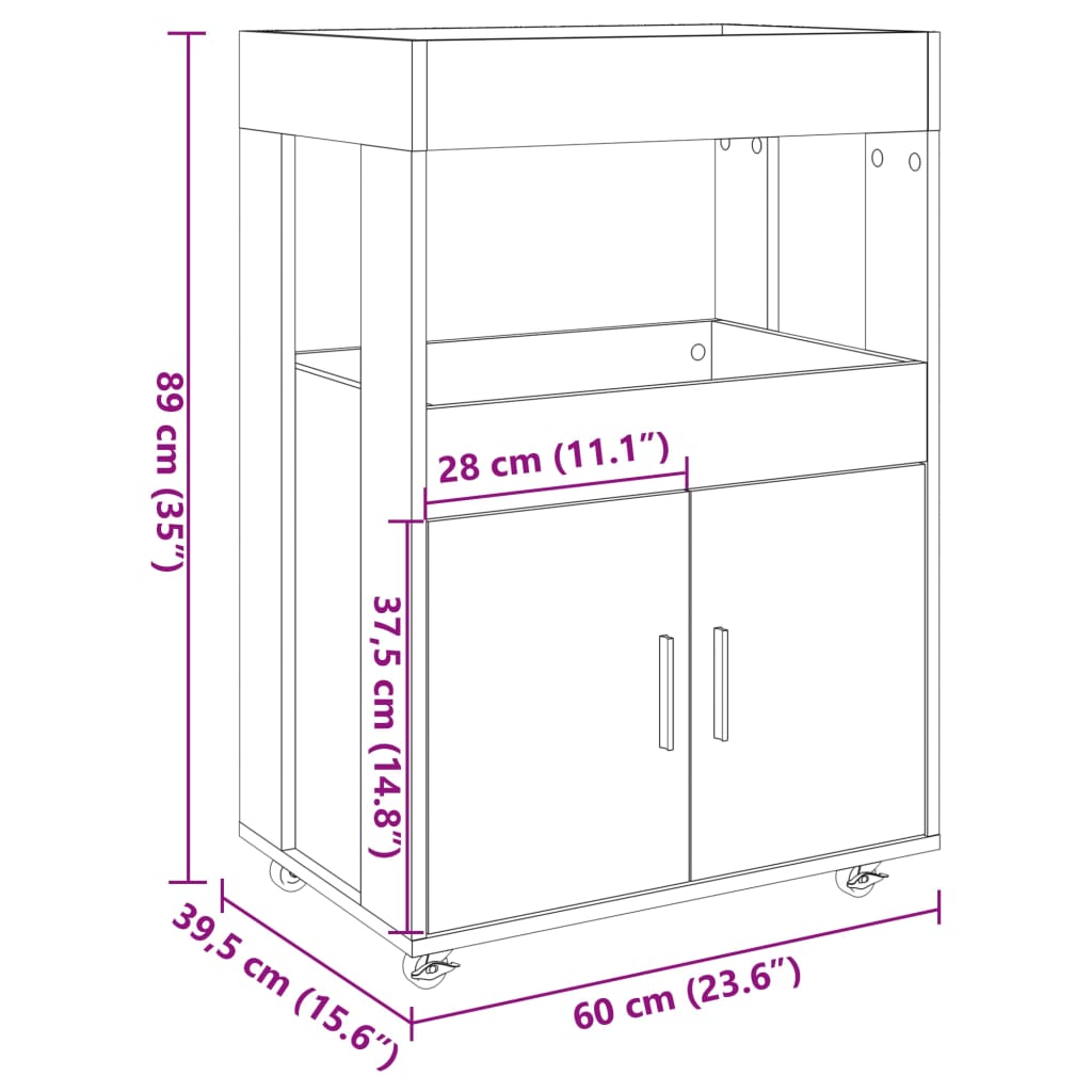 Bar Cart Grey Sonoma 60x39.5x89 cm Engineered Wood