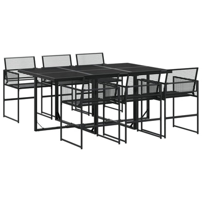 7 Piece Garden Dining Set Black Poly Rattan