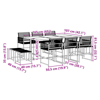 11 Piece Garden Dining Set Black Poly Rattan