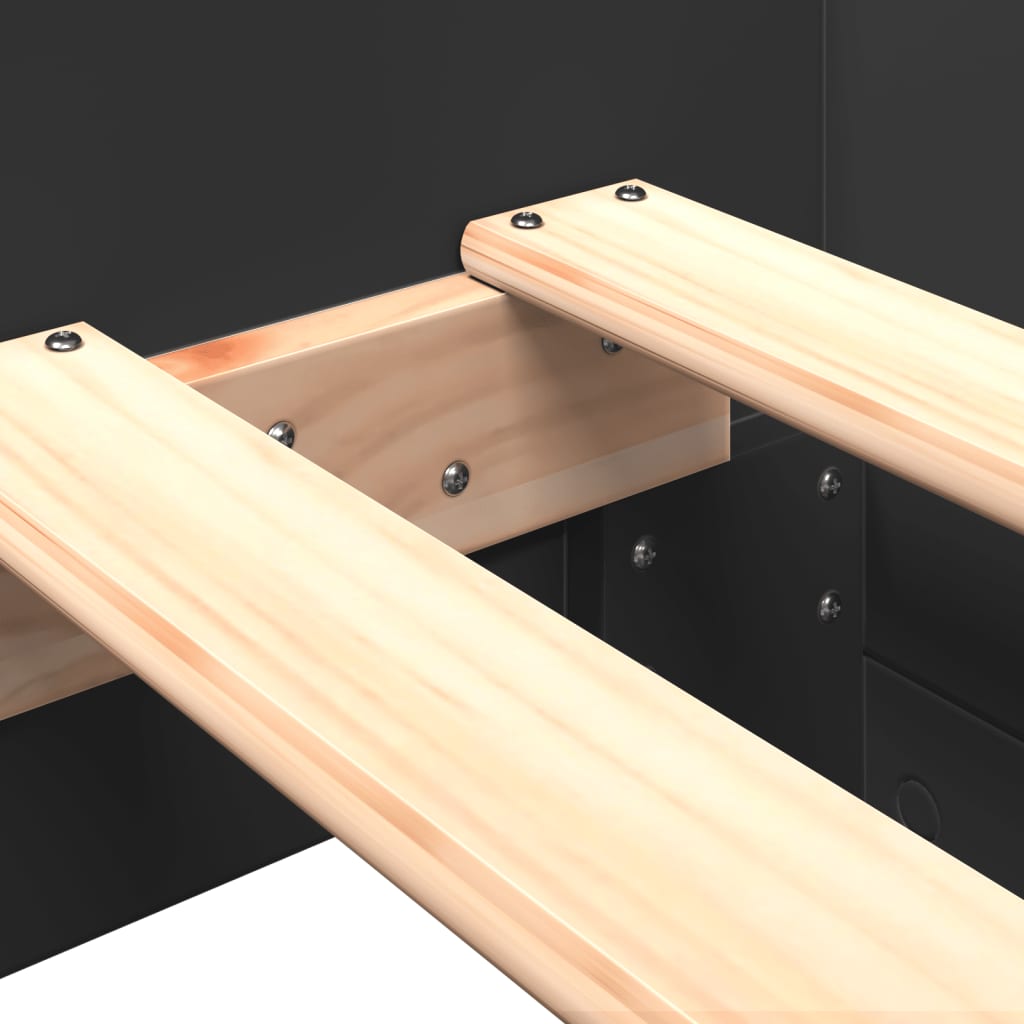 Bed Frame without Mattress Black 100x200 cm Engineered Wood