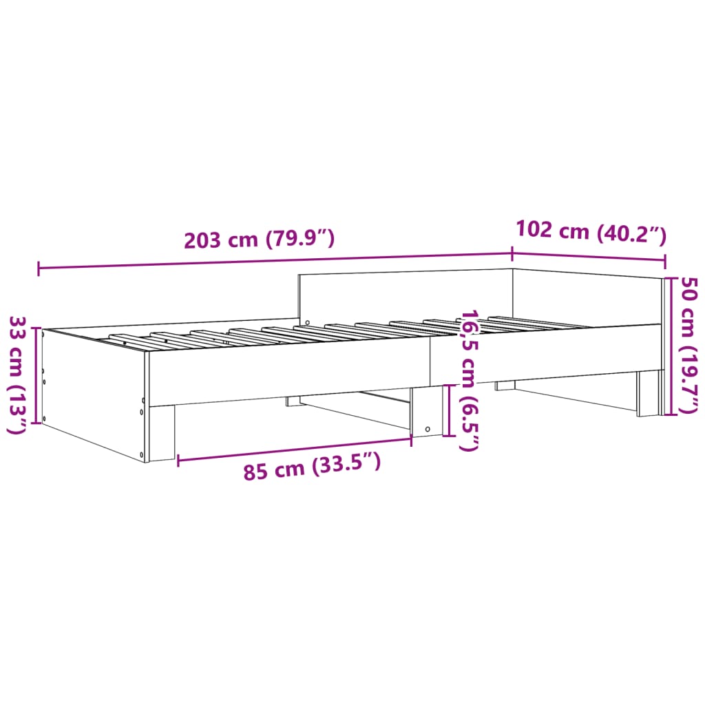 Bed Frame without Mattress Black 100x200 cm Engineered Wood