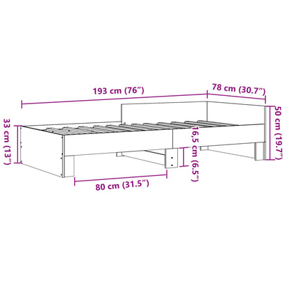 Bed Frame without Mattress Grey Sonoma 75x190 cm Small Single Engineered Wood
