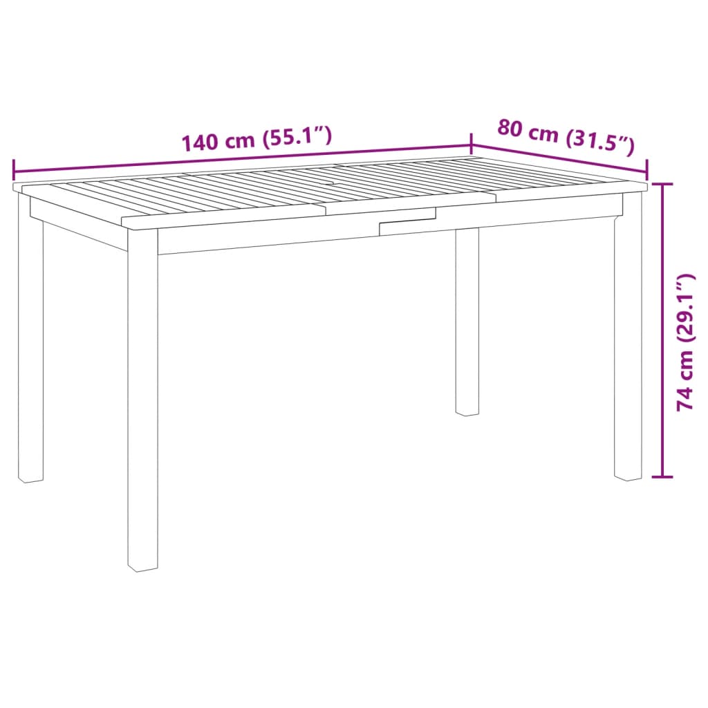 5 Piece Garden Dining Set Solid Wood Acacia