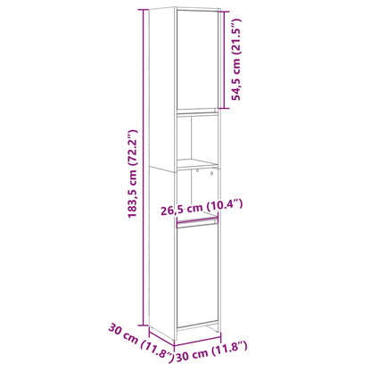 Bathroom Cabinet Sonoma Oak 30x30x183.5 cm Engineered Wood