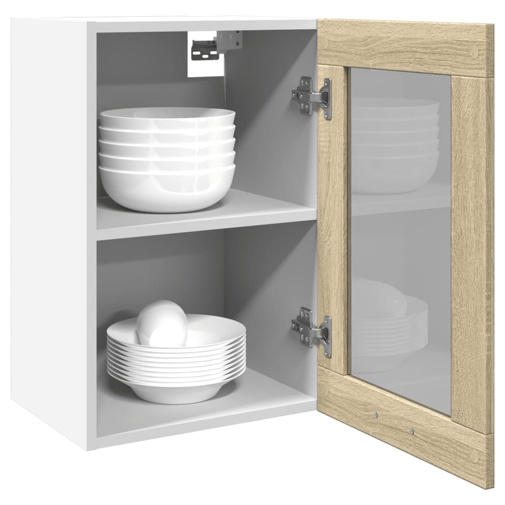 Hanging Glass Cabinet Sonoma Oak 40x31x60 cm Engineered Wood