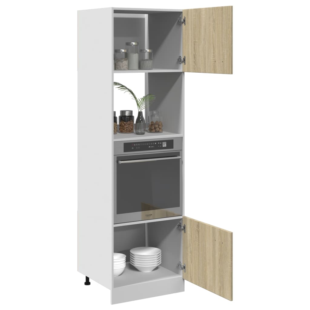 Microwave Cabinet Sonoma Oak 60x57x207 cm Engineered Wood