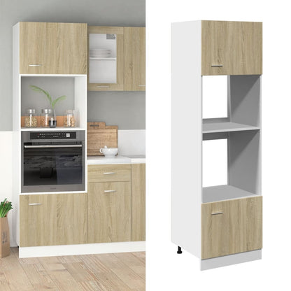 Microwave Cabinet Sonoma Oak 60x57x207 cm Engineered Wood