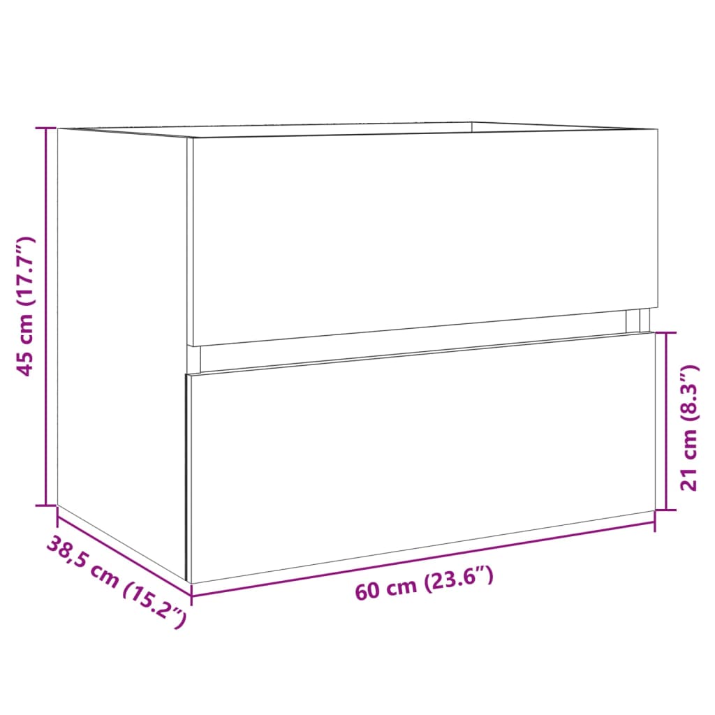 Sink Cabinet Sonoma Oak 60x38.5x45 cm Engineered Wood