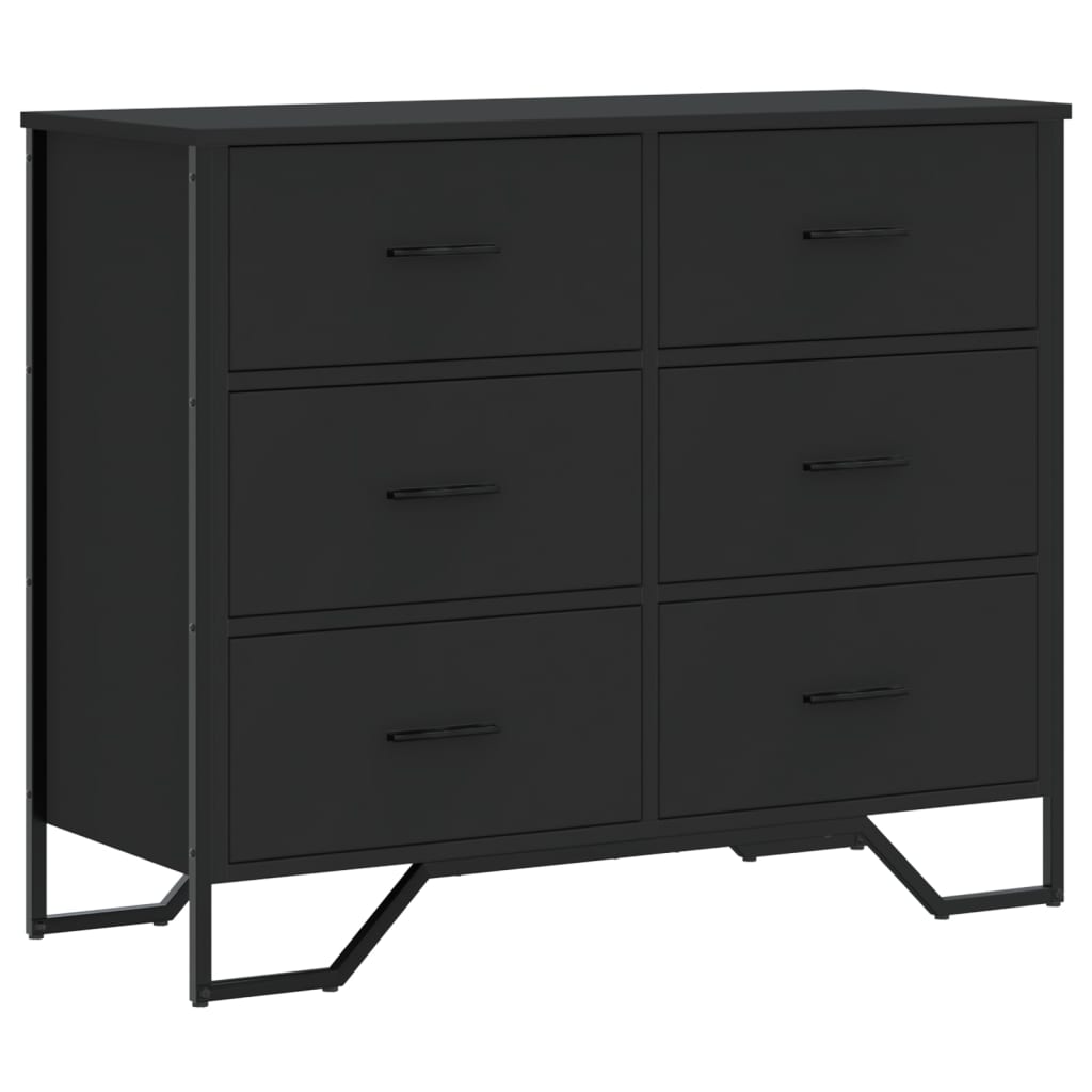 Chest of Drawers Black 91x35.5x74.5 cm Engineered wood