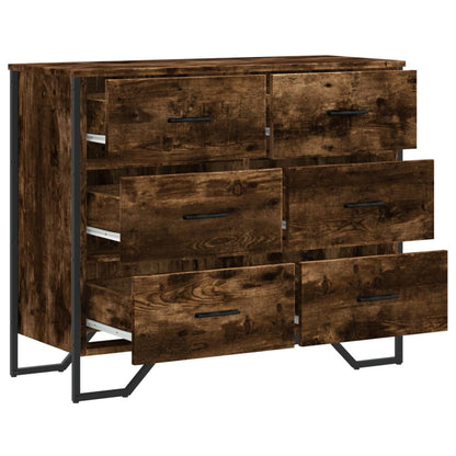 Chest of Drawers Smoked Oak 91x35.5x74.5 cm Engineered wood