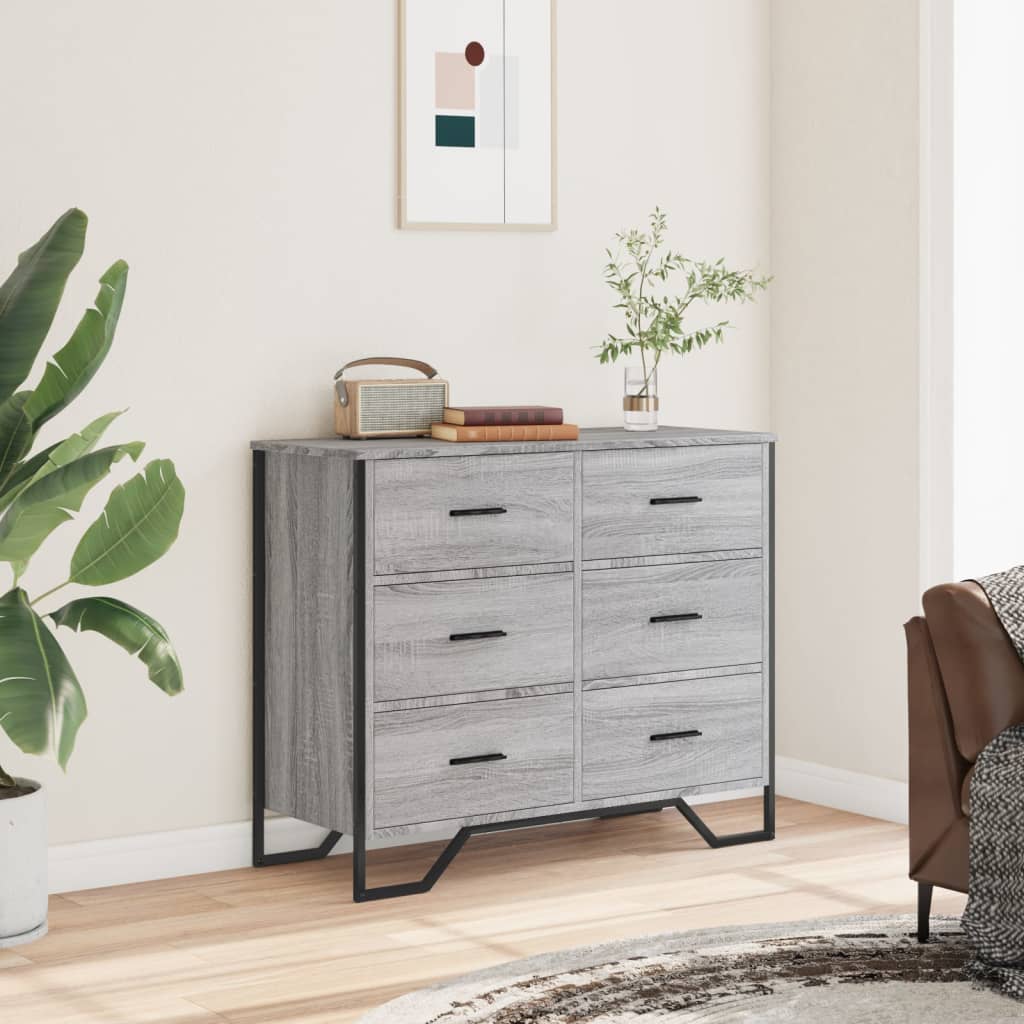 Chest of Drawers Grey Sonoma 91x35.5x74.5 cm Engineered wood