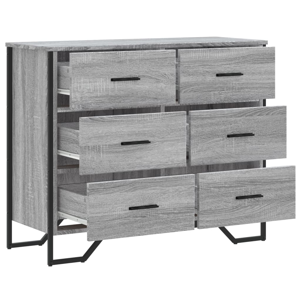 Chest of Drawers Grey Sonoma 91x35.5x74.5 cm Engineered wood