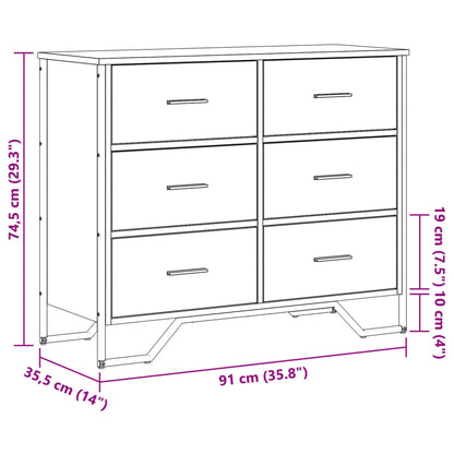 Chest of Drawers Grey Sonoma 91x35.5x74.5 cm Engineered wood