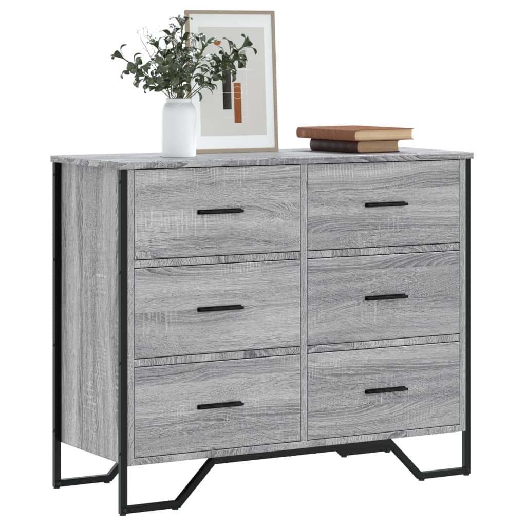 Chest of Drawers Grey Sonoma 91x35.5x74.5 cm Engineered wood