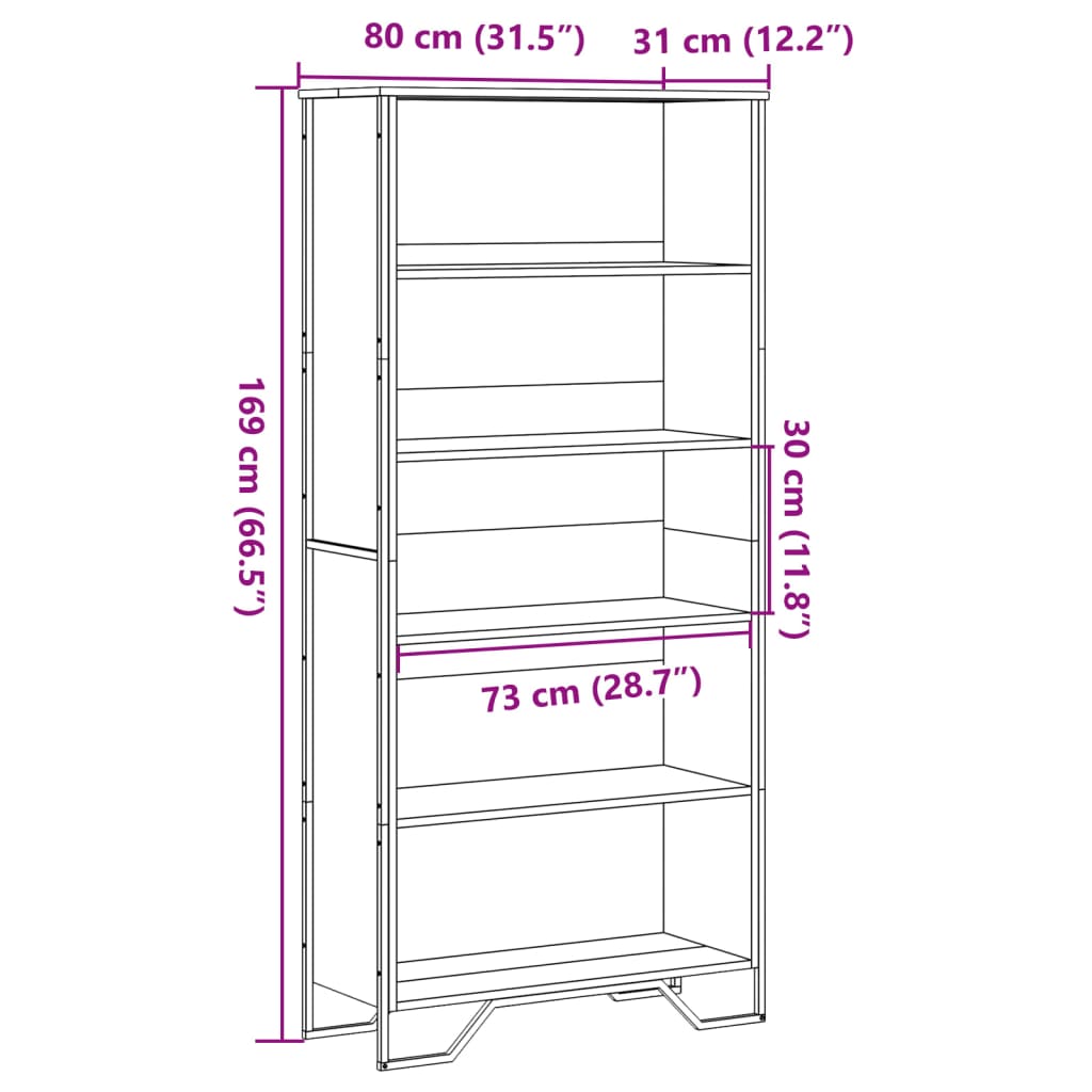 Book Cabinet Black 80x31x169 cm Engineered wood