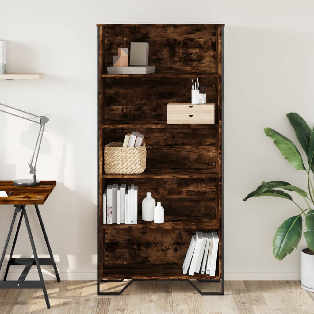 Book Cabinet Smoked Oak 80x31x169 cm Engineered wood