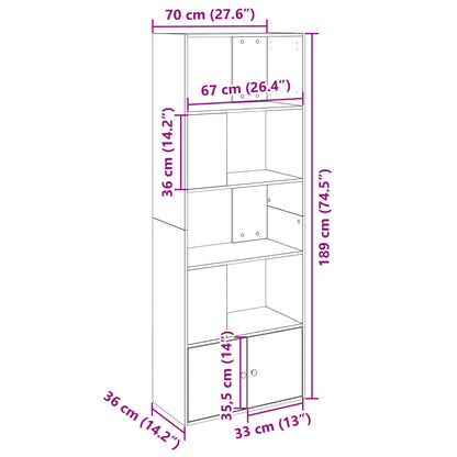 Bookcase Concrete Grey 70x36x189 cm Engineered Wood