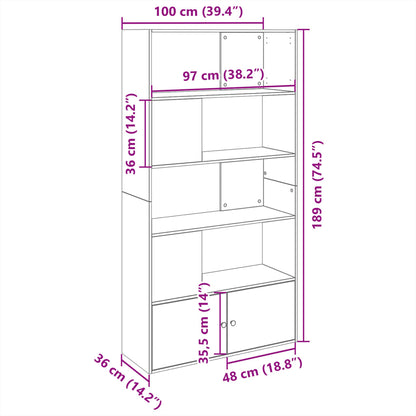 Bookcase White 100x36x189 cm Engineered Wood