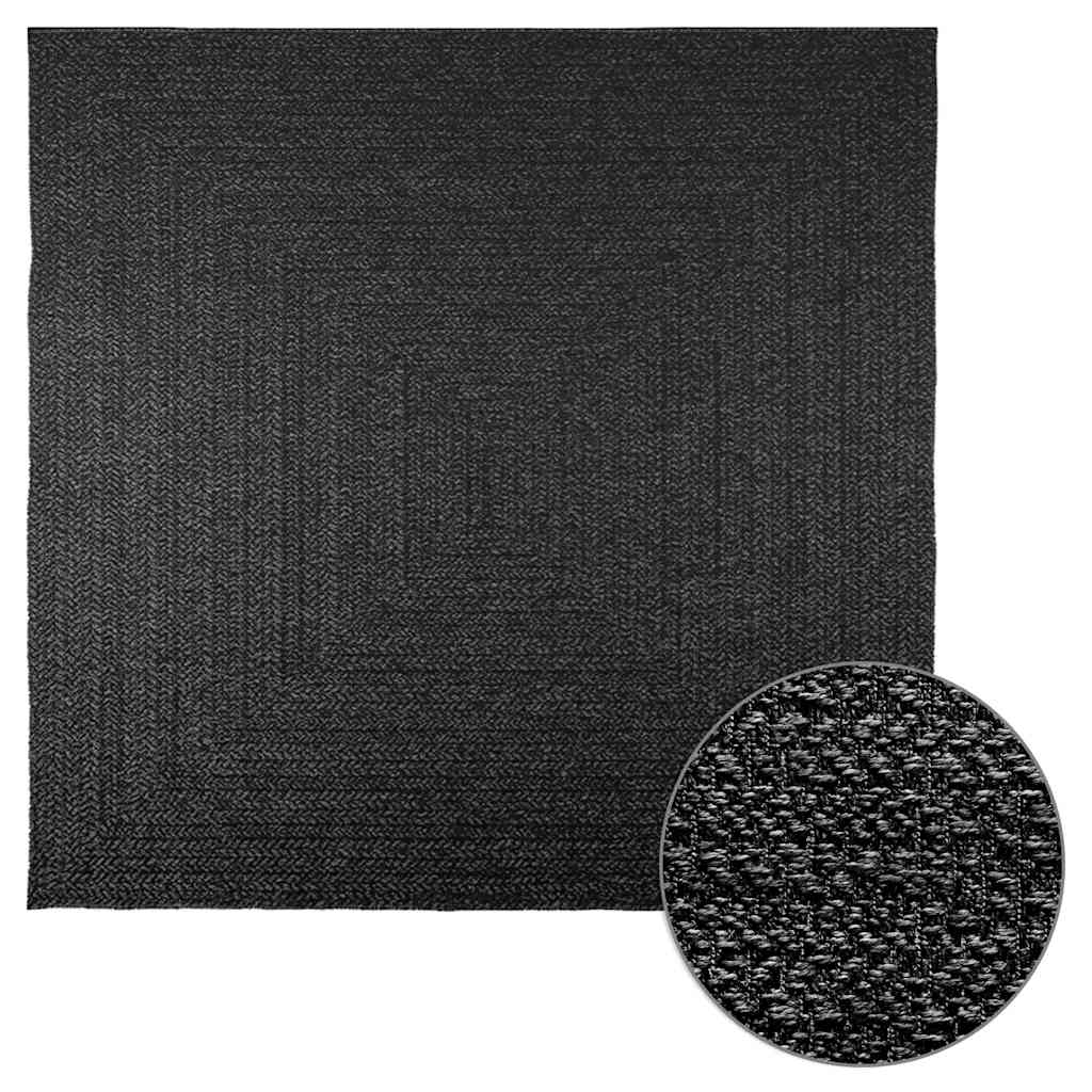 Rug ZIZUR Anthracite 200x200 cm Jute Look Indoor and Outdoor