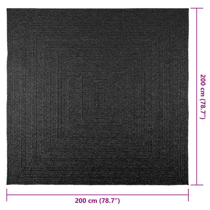 Rug ZIZUR Anthracite 200x200 cm Jute Look Indoor and Outdoor