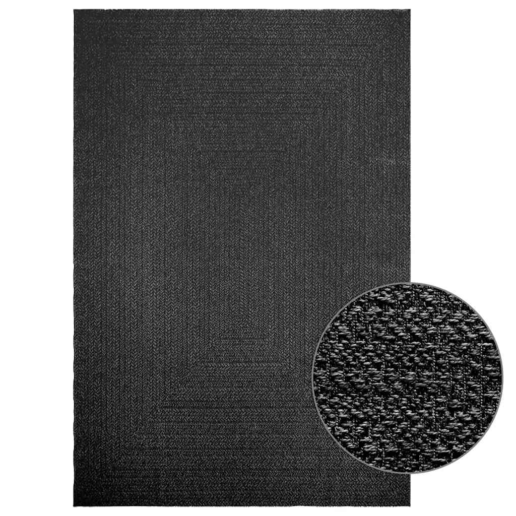 Rug ZIZUR Anthracite 200x290 cm Jute Look Indoor and Outdoor