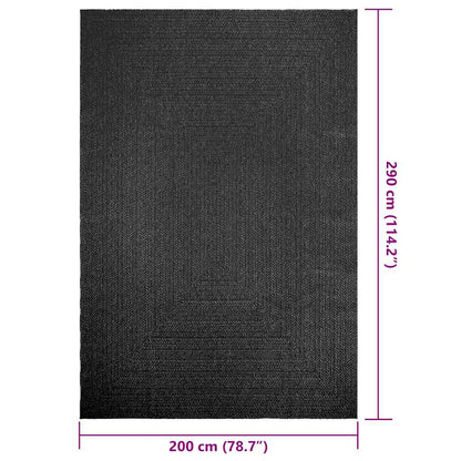 Rug ZIZUR Anthracite 200x290 cm Jute Look Indoor and Outdoor