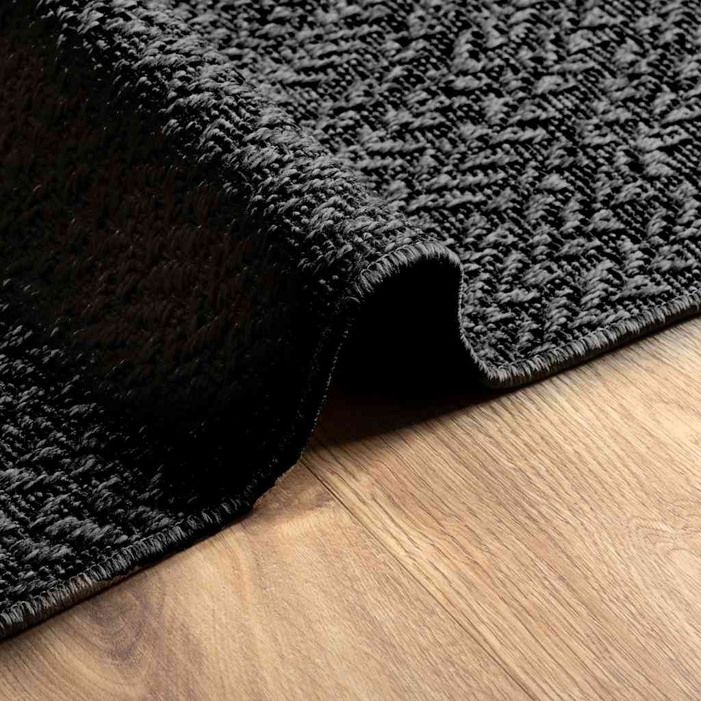 Rug ZIZUR Anthracite 80x150 cm Jute Look Indoor and Outdoor